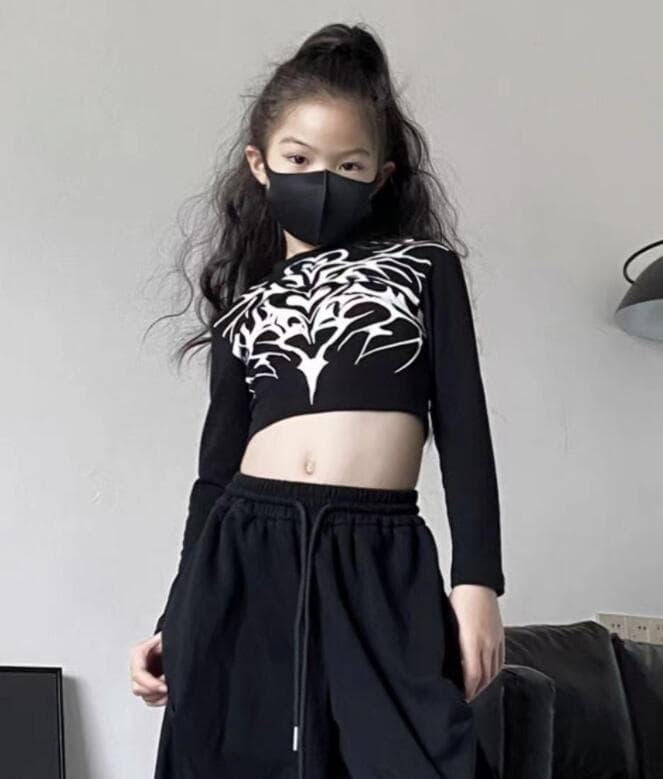 キッズ ダンス衣装 セットアップ ステージ演出服 長袖上下組