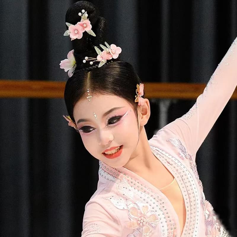 ダンス衣装 ダンス衣装 花舞扇子 古風キッズ舞踊衣装