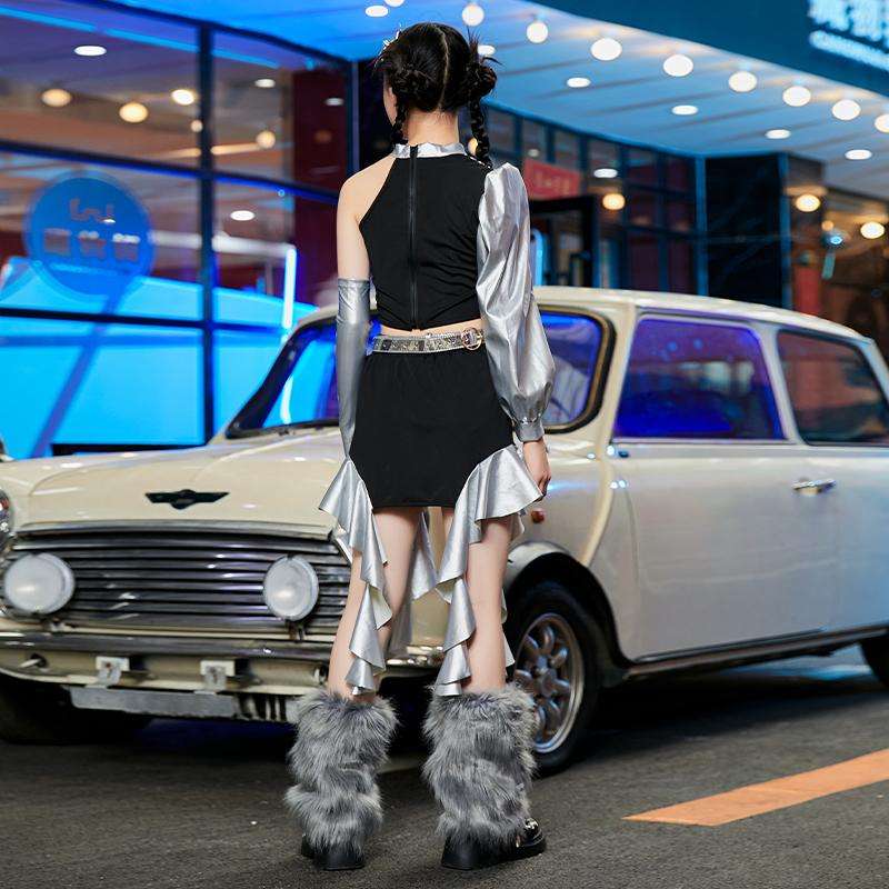 キッズ未来派ダンス衣装上下セットアップ