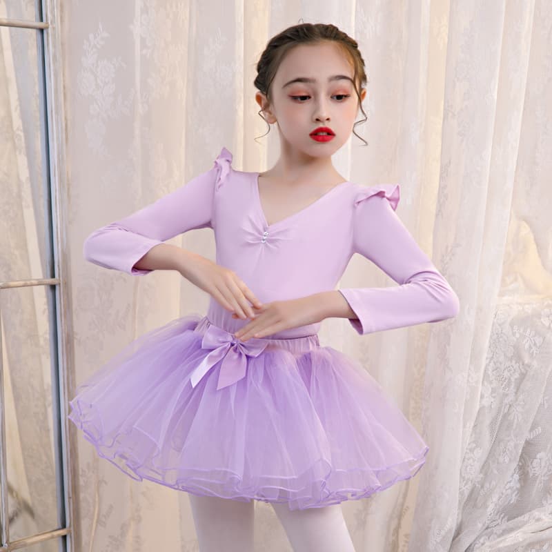 ダンス衣装 子供用バレエレオタード チュチュ付き
