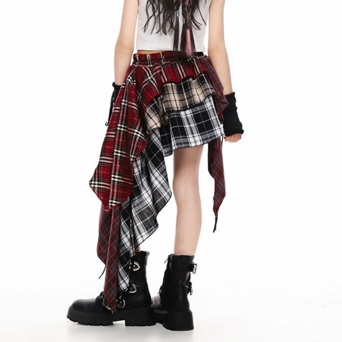 ダンス衣装 アシンメトリーチェックスカート
