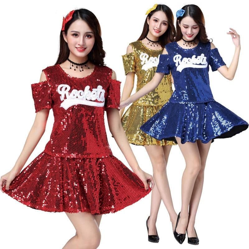 ダンス衣装 肩魅せスパンコールダンスワンピース