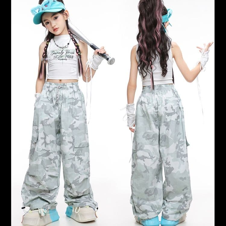 ダンス衣装 ストリート迷彩ワイドパンツセット