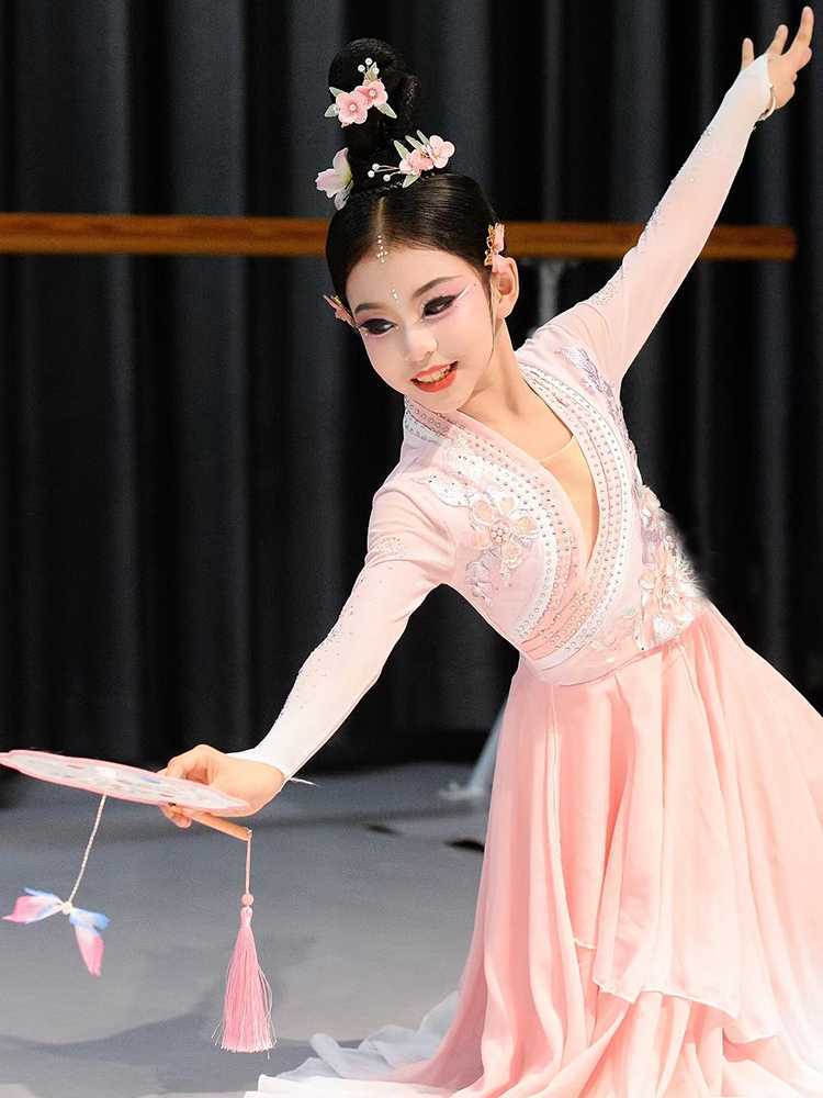 ダンス衣装 ダンス衣装 花舞扇子 古風キッズ舞踊衣装