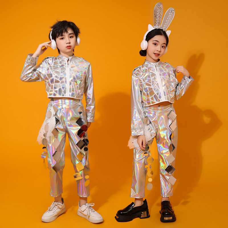 ダンス衣装 輝くホログラム ダンス服 セット