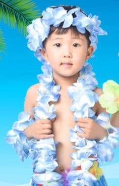ダンス衣装 子供用本格南国風花飾り付きダンス衣装セット