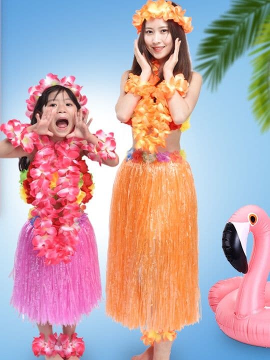 ダンス衣装 子供用本格南国風花飾り付きダンス衣装セット