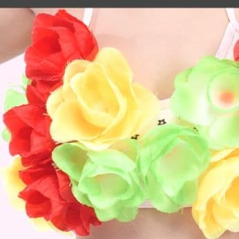 ダンス衣装 子供用本格南国風花飾り付きダンス衣装セット