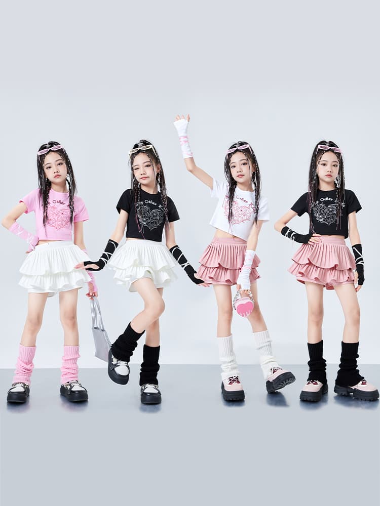 ダンス衣装 ダンス衣装 キッズ二段フリルスカート衣装セット