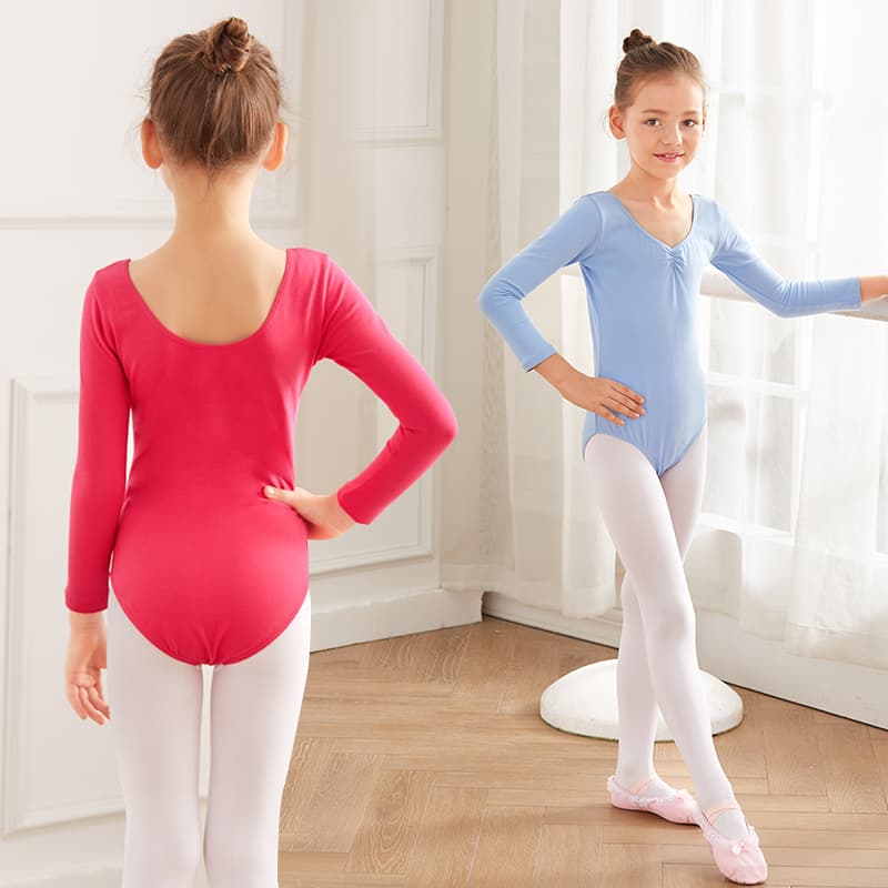 ダンス衣装 子供用バレエ練習着 長袖レオタード