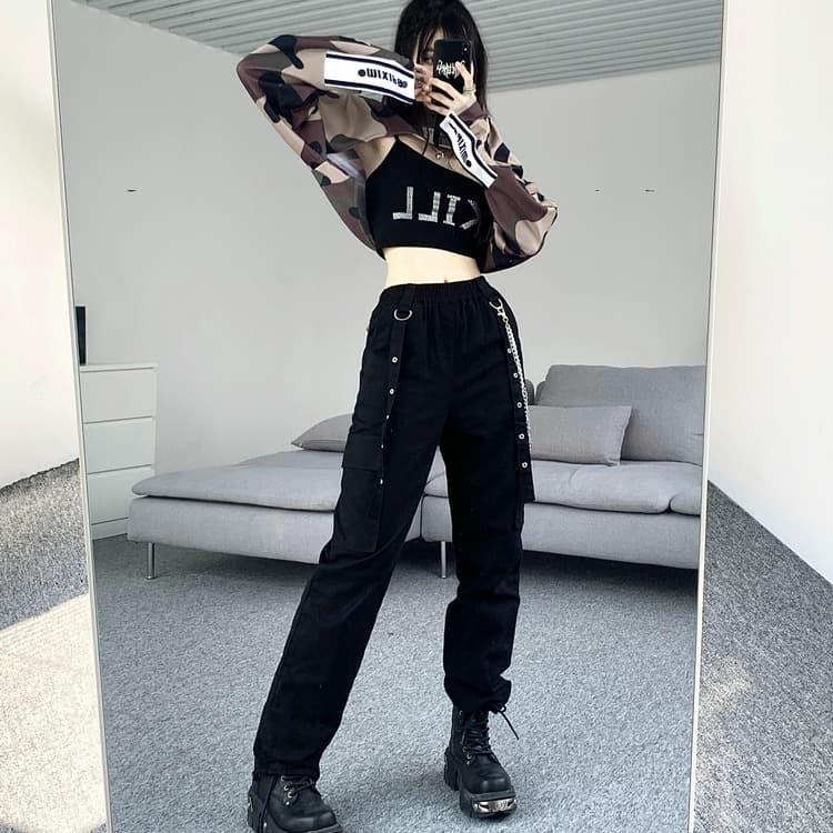 ダンス衣装 ストリート系迷彩クロップドセットアップ