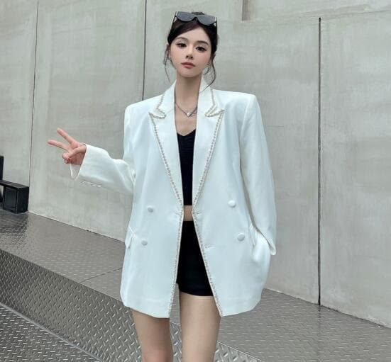 白色ロック風テーラード上着 ダンス衣装 舞台演出用