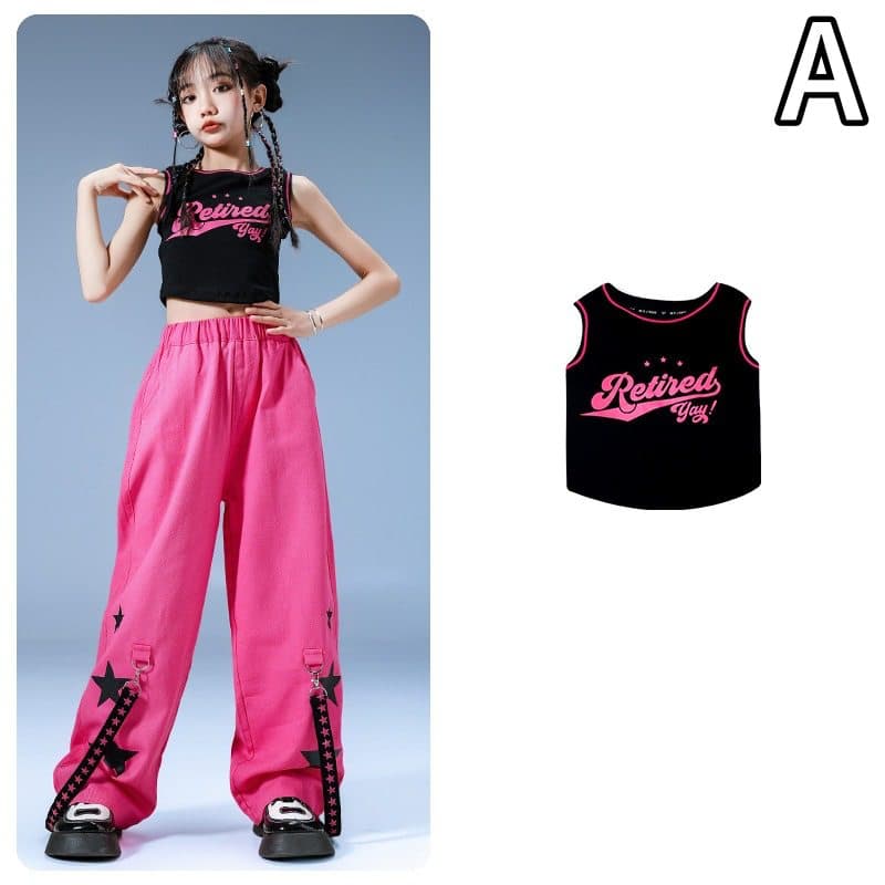 キッズ女の子用星柄セットアップダンス衣装