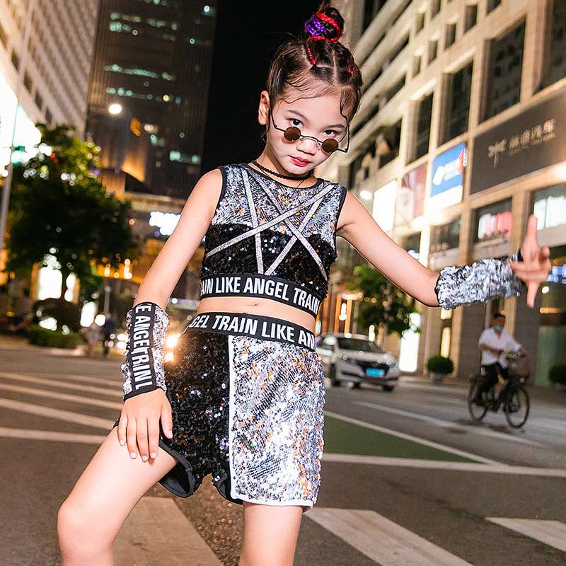 ダンス衣装 キラキラスパンコール ダンス上下セット