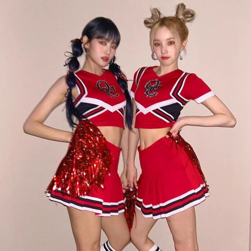 ダンス衣装 ポンポン付き チアリーダー 衣装セット