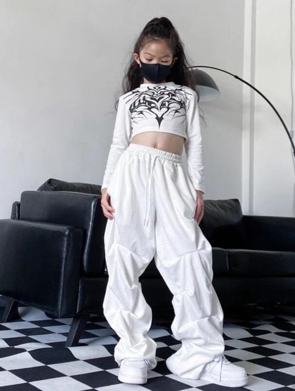 キッズ ダンス衣装 セットアップ ステージ演出服 長袖上下組