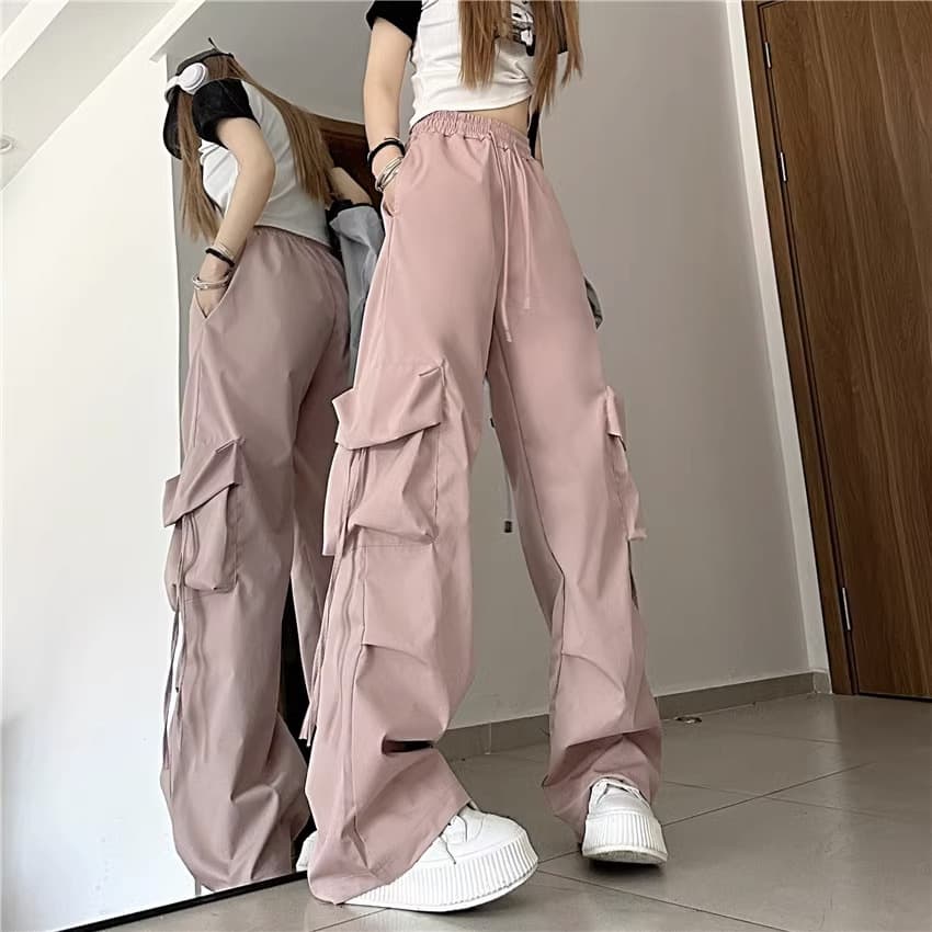 ダンス衣装 ヒップホップ カーゴパンツ ワイド ダンス ズボン 黒 体型カバー