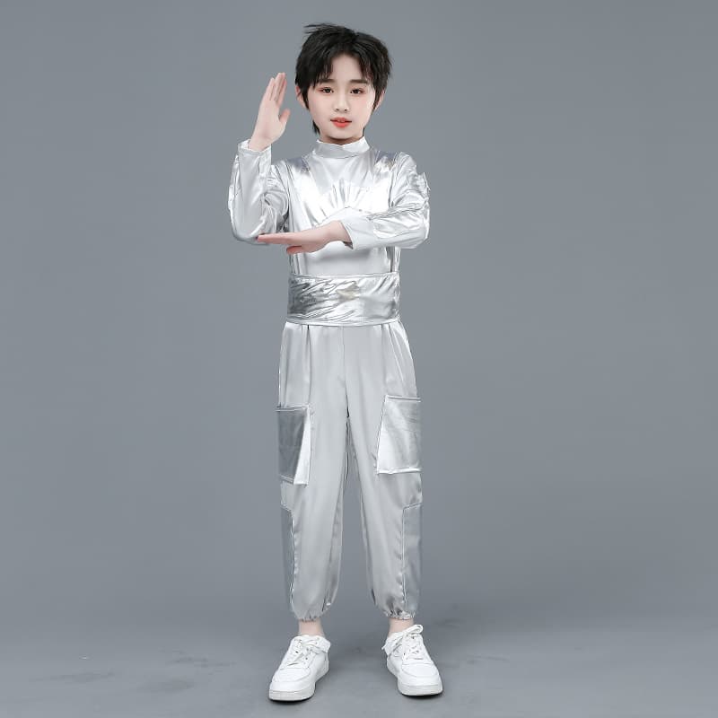 ダンス衣装 未来戦士風メタリック長袖上下セット