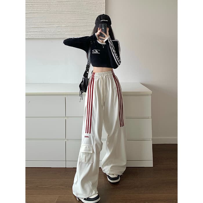 ダンス衣装 サイドライン入りワイドカーゴパンツ　ヒップホップ