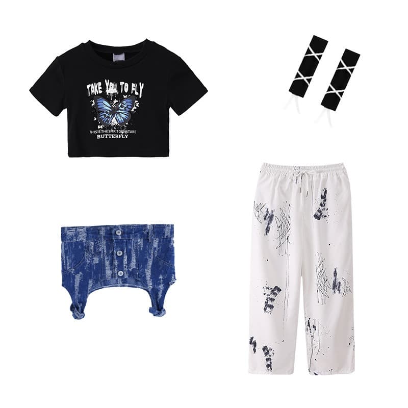 キッズ ヒップホップ ダンス衣装セット 上下セット