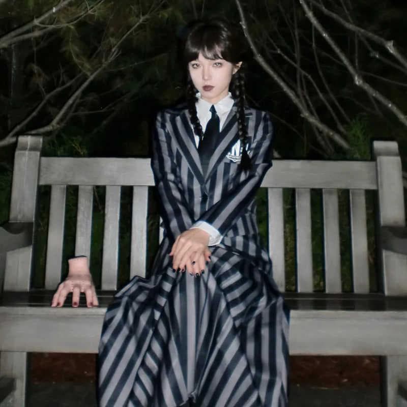 学生風ストライプ柄ダンス衣装