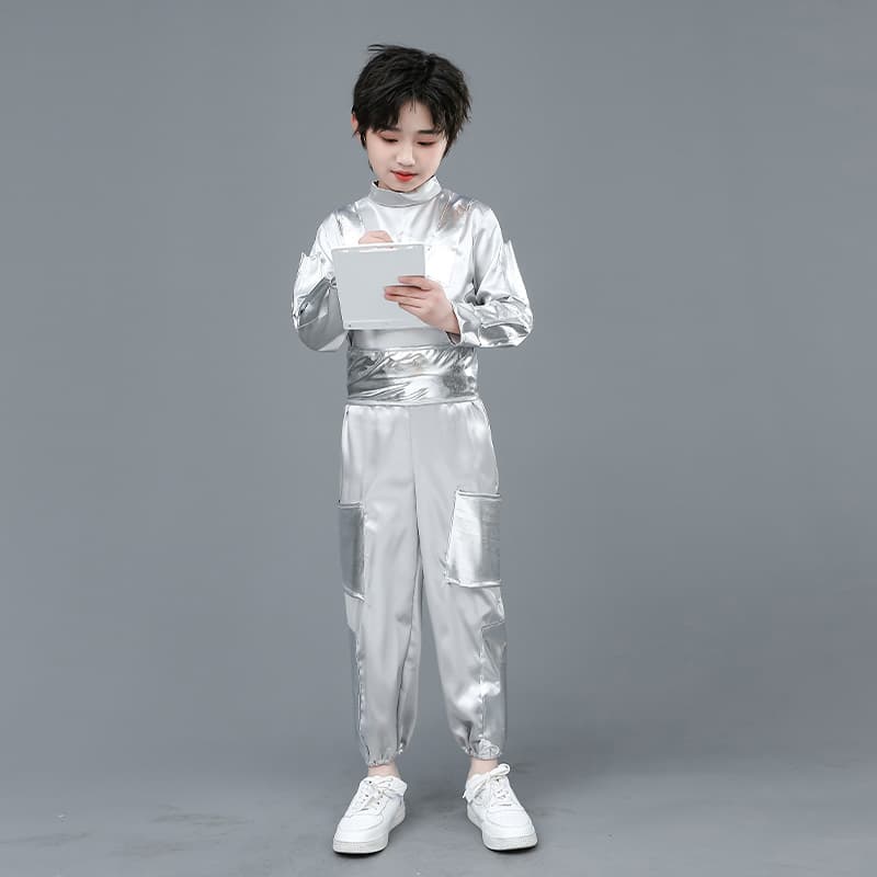 ダンス衣装 未来戦士風メタリック長袖上下セット