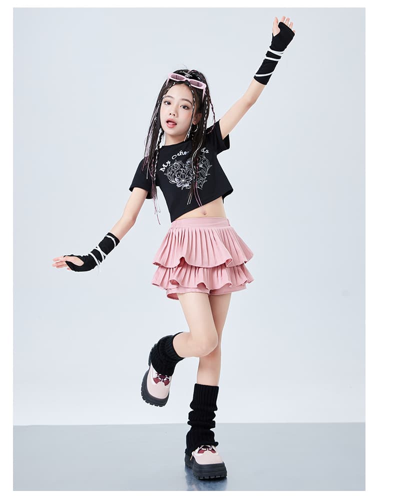 ダンス衣装 ダンス衣装 キッズ二段フリルスカート衣装セット