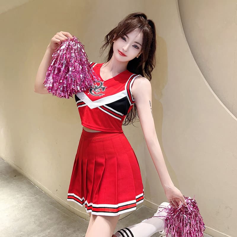 ダンス衣装 ポンポン付き チアリーダー 衣装セット