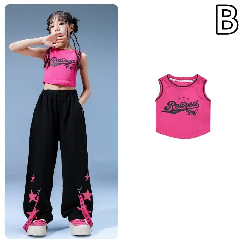 キッズ女の子用星柄セットアップダンス衣装