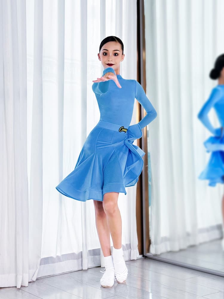 ダンス衣装 ダンス衣装 優美フリルラテンワンピース