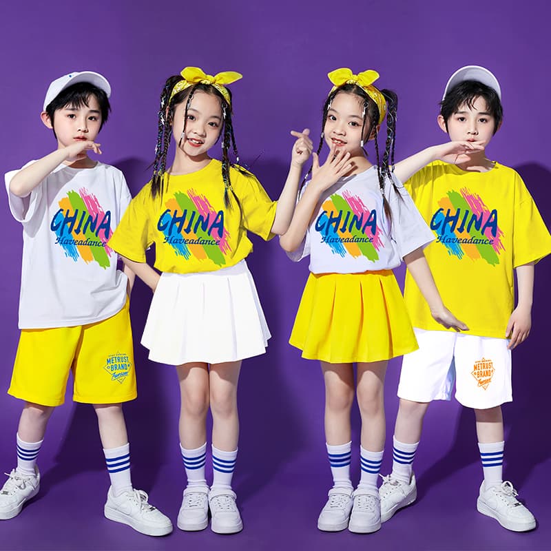 ダンス衣装 カラフル文字入り ダンス練習着セット