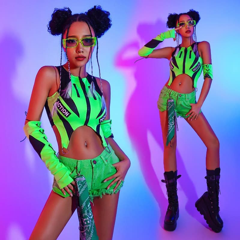 ダンス衣装 サイバーパンク風ダンストップスセット