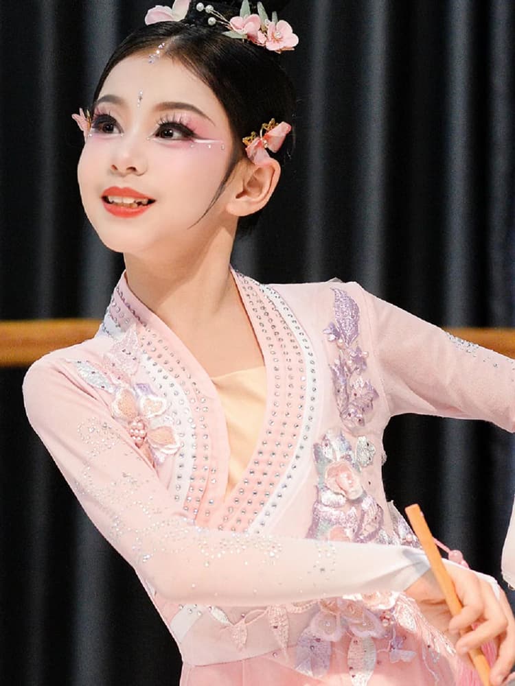 ダンス衣装 ダンス衣装 花舞扇子 古風キッズ舞踊衣装
