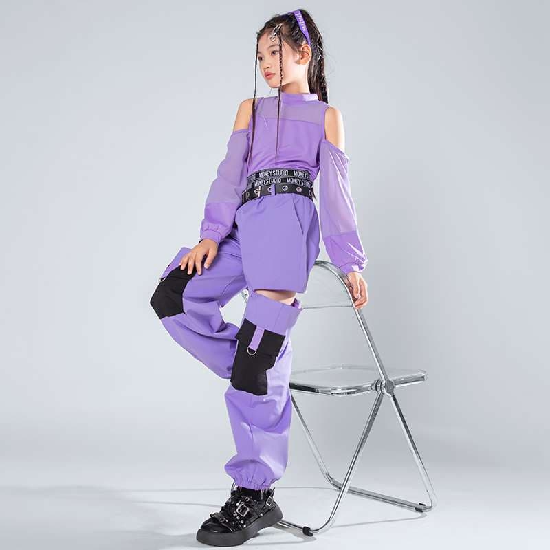 ダンス衣装 カジュアルポケット肩開きダンスつなぎ