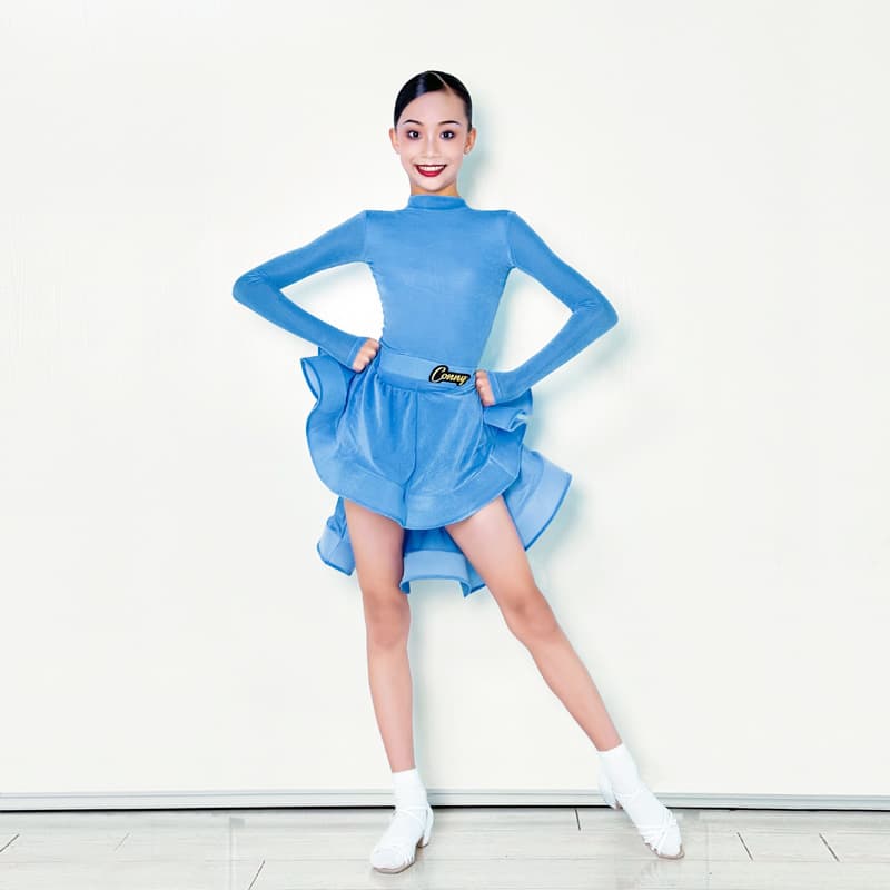 ダンス衣装 ダンス衣装 優美フリルラテンワンピース