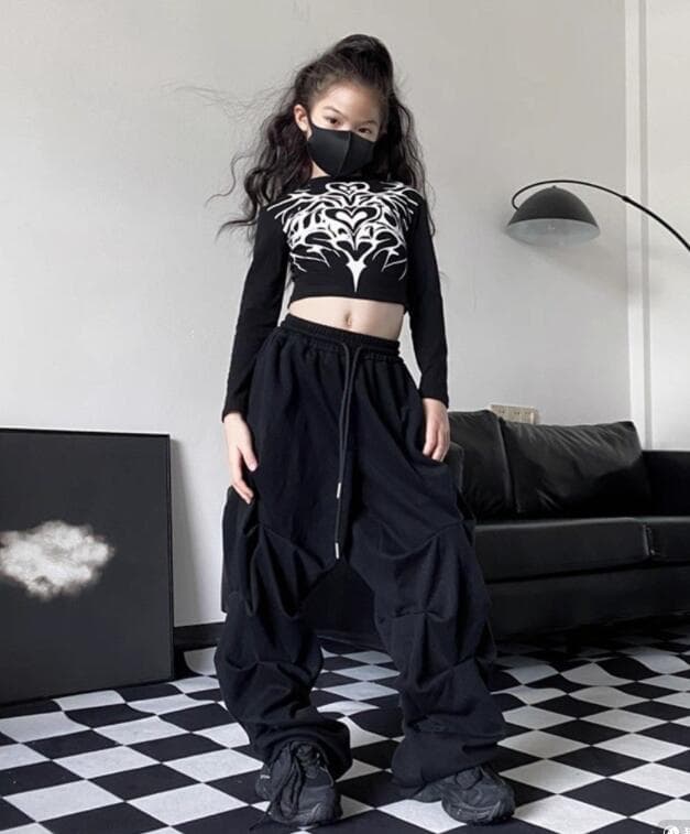 キッズ ダンス衣装 セットアップ ステージ演出服 長袖上下組