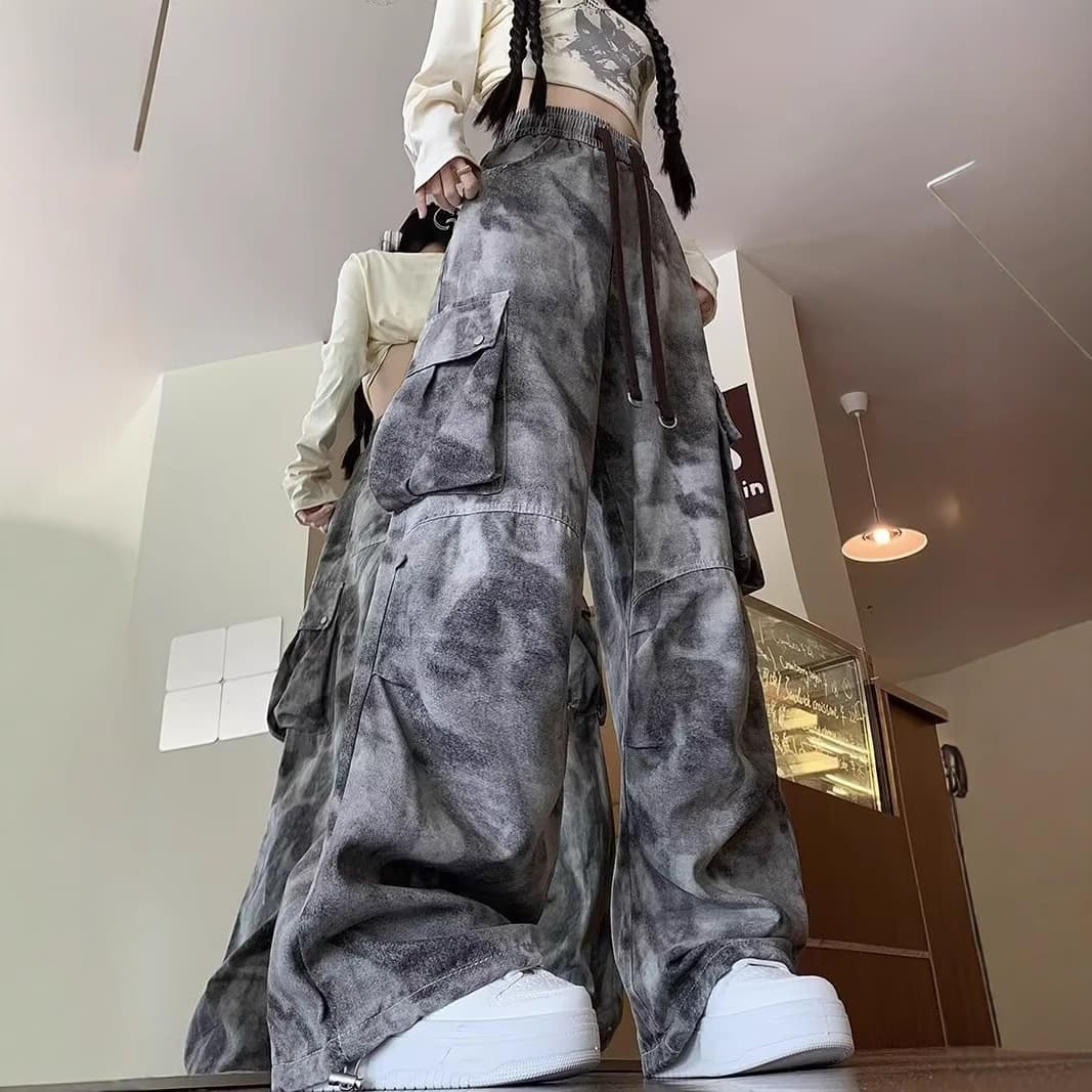 ダンス衣装 タイダイ風カーゴポケット付きワイドパンツ　ヒップホップ