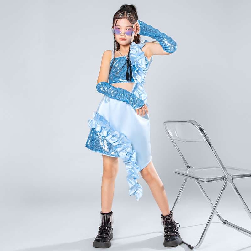 ダンス衣装 キラキラスパンコールフリル ステージ衣装