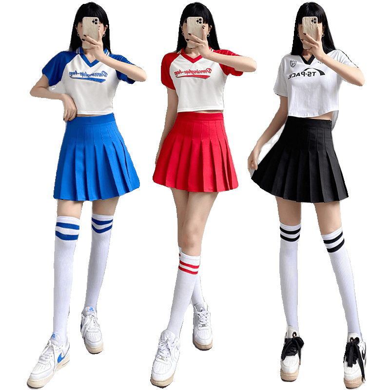 ダンス衣装 学園風プリーツスカート応援団セットアップ