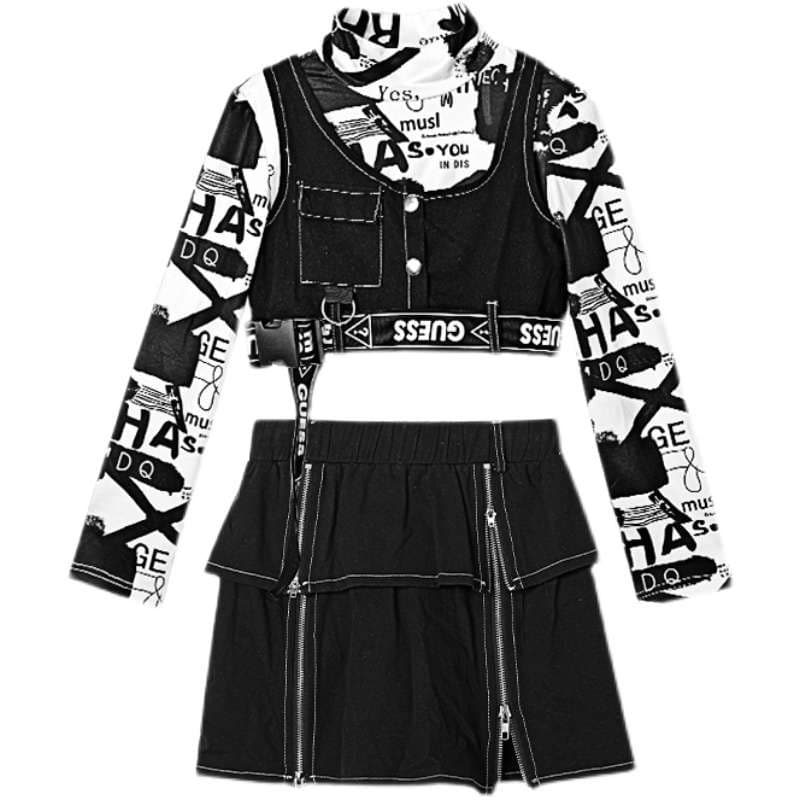 ダンス衣装 ストリート系チャイナベスト×スカートセット