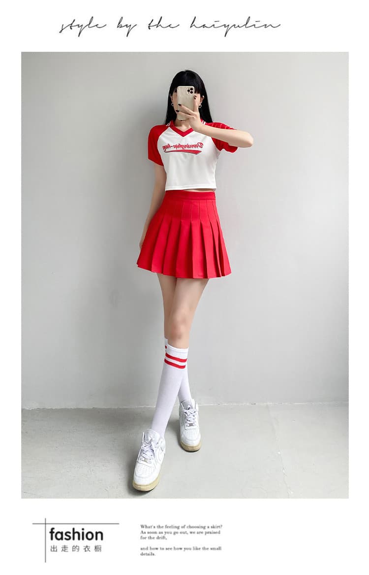 ダンス衣装 学園風プリーツスカート応援団セットアップ