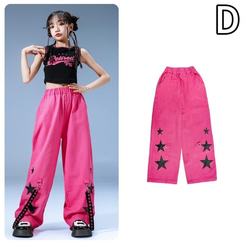 キッズ女の子用星柄セットアップダンス衣装