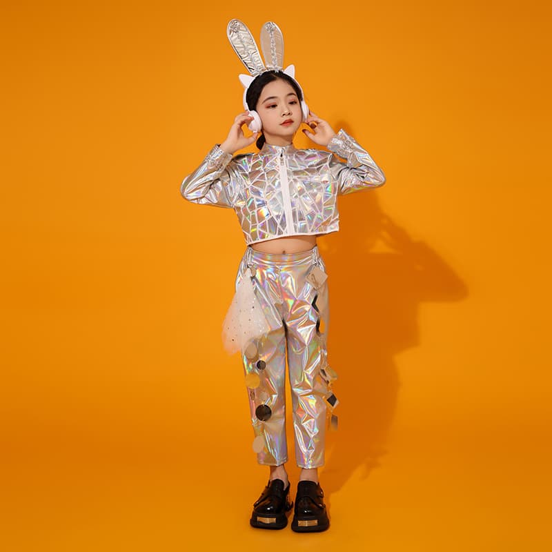 ダンス衣装 輝くホログラム ダンス服 セット