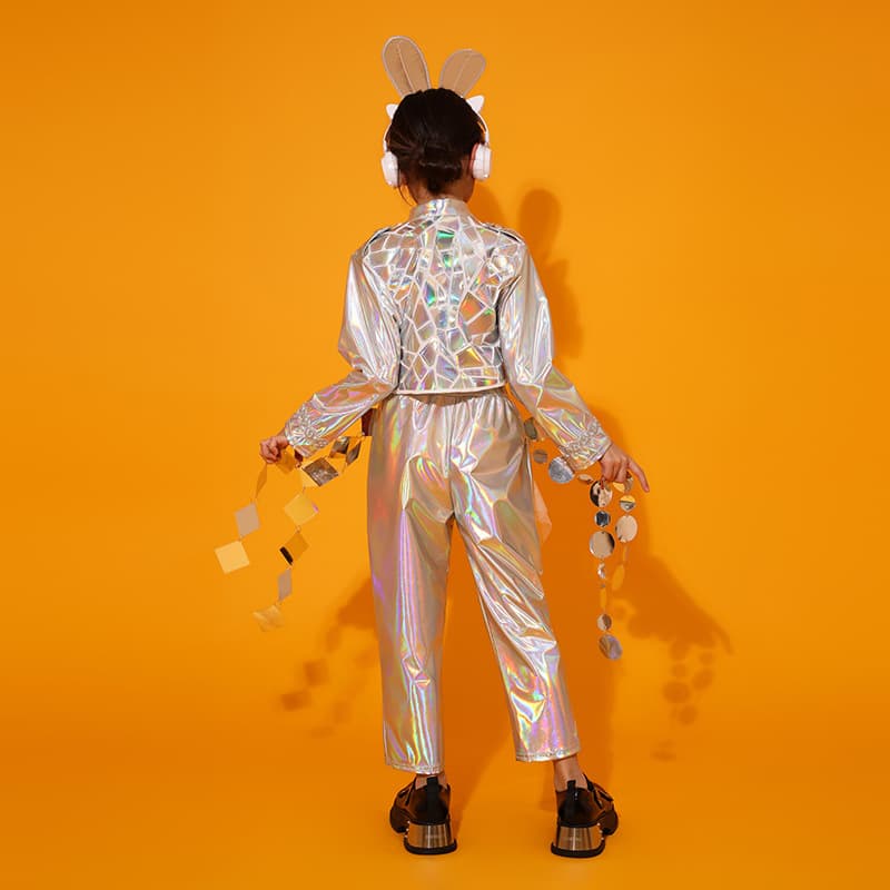 ダンス衣装 輝くホログラム ダンス服 セット