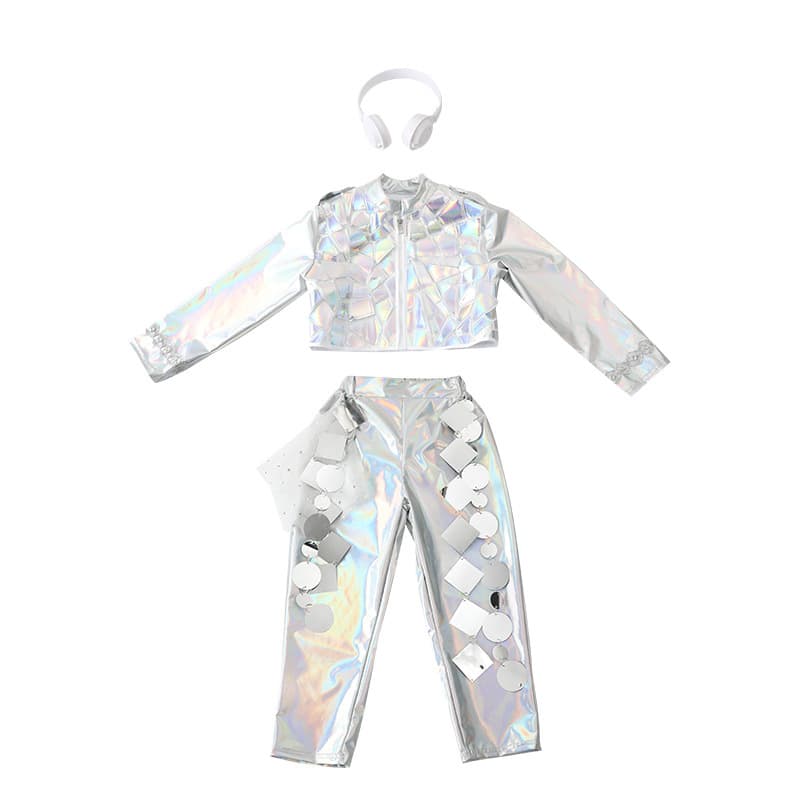 ダンス衣装 輝くホログラム ダンス服 セット