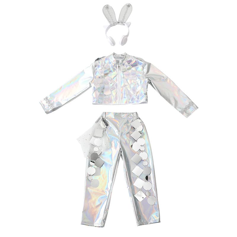 ダンス衣装 輝くホログラム ダンス服 セット