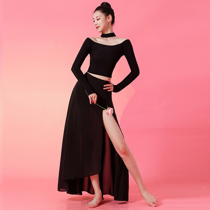 ダンス衣装 ダンス衣装 優美なチョーカー付きセパレート衣装