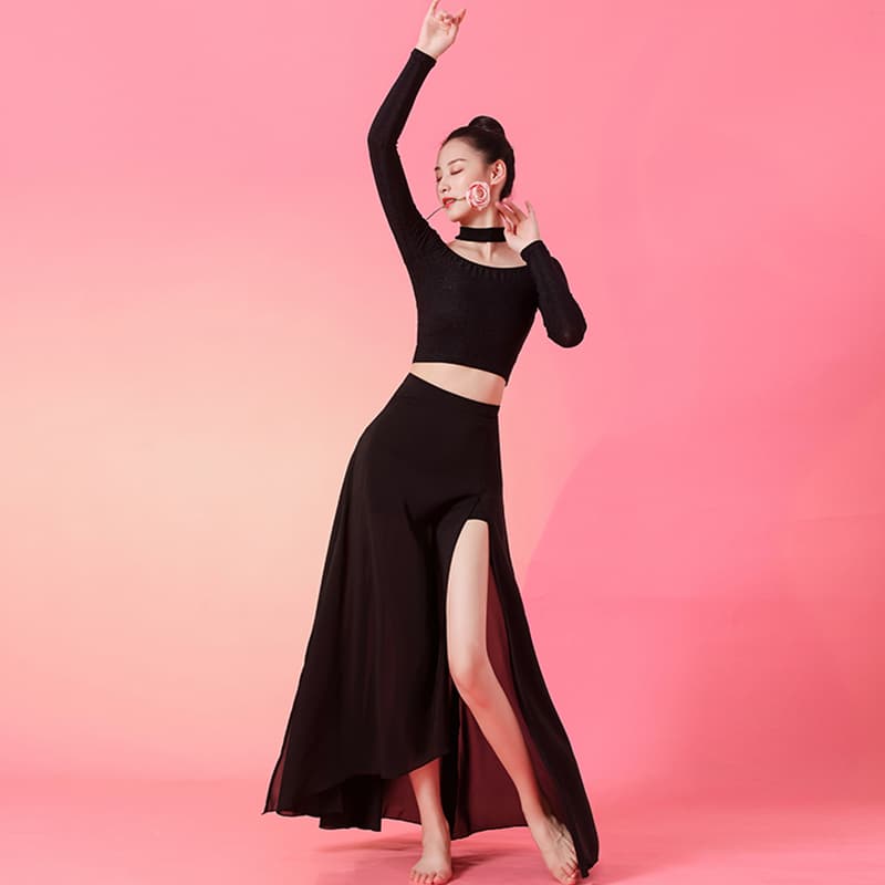 ダンス衣装 ダンス衣装 優美なチョーカー付きセパレート衣装